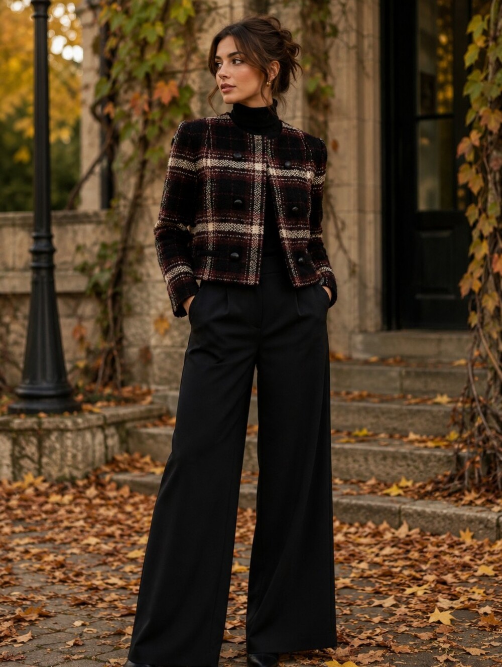 Banana Republic Italian Bouclé Alpaca Wool Plaid Cropped Jacket Size 10